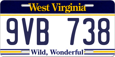 WV license plate 9VB738