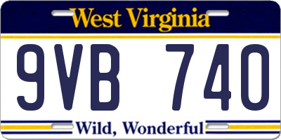 WV license plate 9VB740