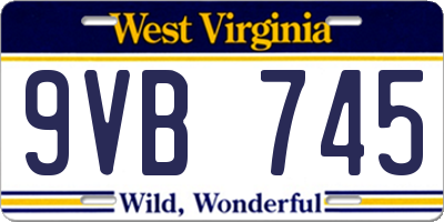 WV license plate 9VB745