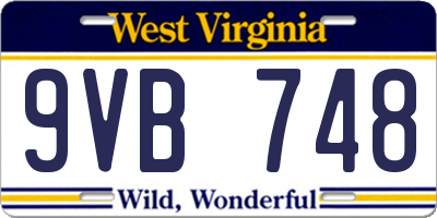 WV license plate 9VB748