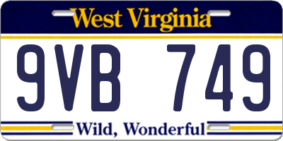 WV license plate 9VB749