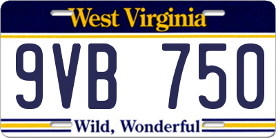 WV license plate 9VB750