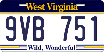 WV license plate 9VB751