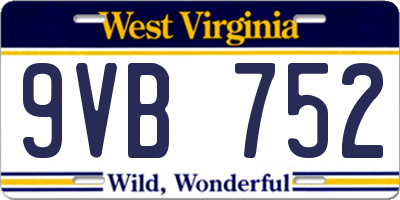 WV license plate 9VB752