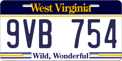 WV license plate 9VB754