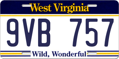 WV license plate 9VB757