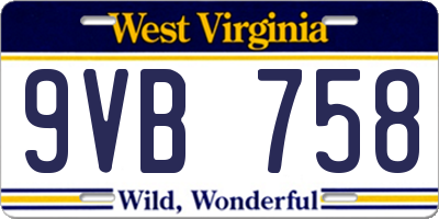 WV license plate 9VB758