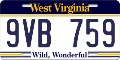 WV license plate 9VB759