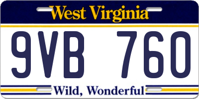 WV license plate 9VB760