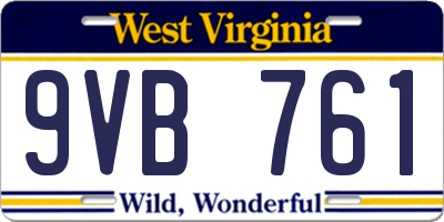 WV license plate 9VB761