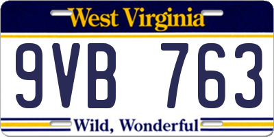 WV license plate 9VB763