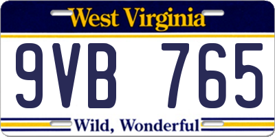 WV license plate 9VB765