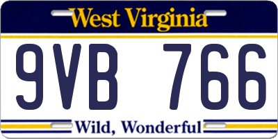 WV license plate 9VB766