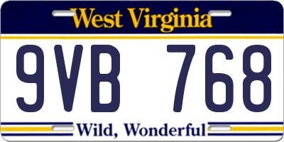 WV license plate 9VB768