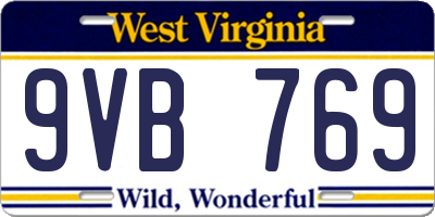 WV license plate 9VB769
