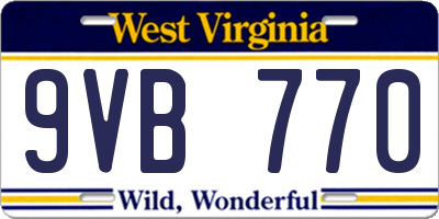 WV license plate 9VB770