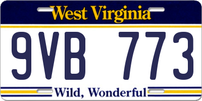 WV license plate 9VB773