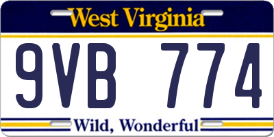 WV license plate 9VB774