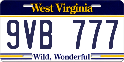 WV license plate 9VB777