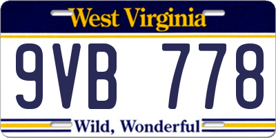 WV license plate 9VB778