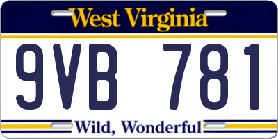 WV license plate 9VB781