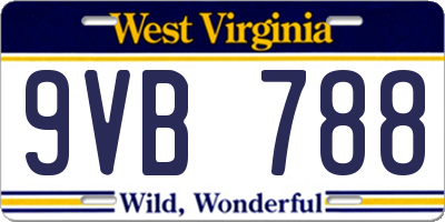WV license plate 9VB788