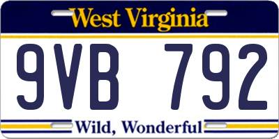 WV license plate 9VB792