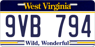 WV license plate 9VB794