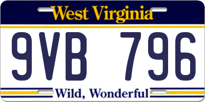 WV license plate 9VB796