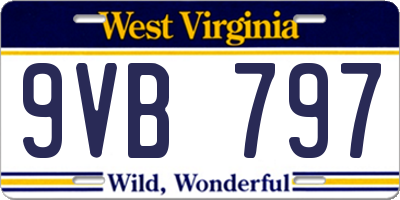 WV license plate 9VB797