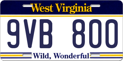 WV license plate 9VB800