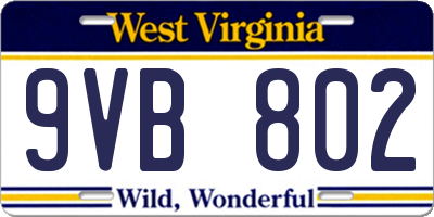 WV license plate 9VB802