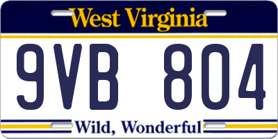 WV license plate 9VB804