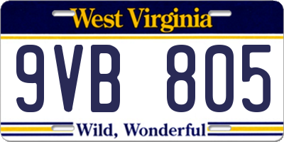 WV license plate 9VB805