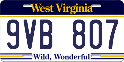 WV license plate 9VB807