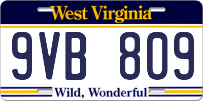 WV license plate 9VB809