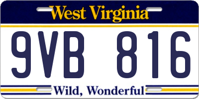 WV license plate 9VB816