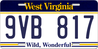 WV license plate 9VB817