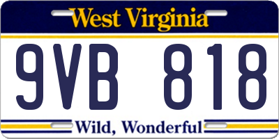WV license plate 9VB818