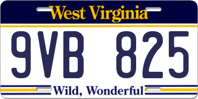 WV license plate 9VB825