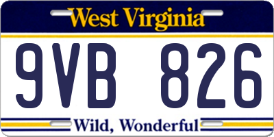 WV license plate 9VB826