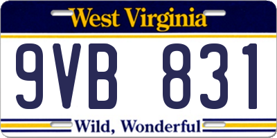 WV license plate 9VB831
