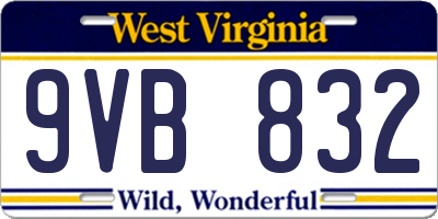 WV license plate 9VB832