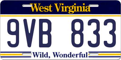 WV license plate 9VB833