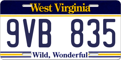 WV license plate 9VB835