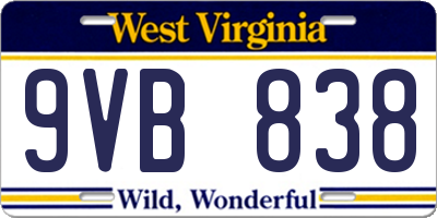 WV license plate 9VB838