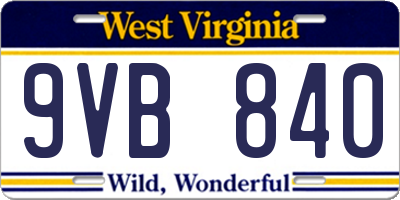 WV license plate 9VB840