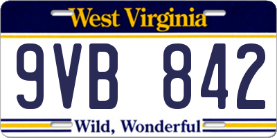 WV license plate 9VB842