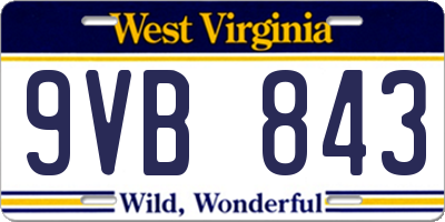 WV license plate 9VB843