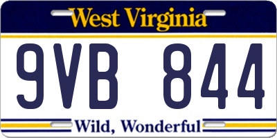 WV license plate 9VB844